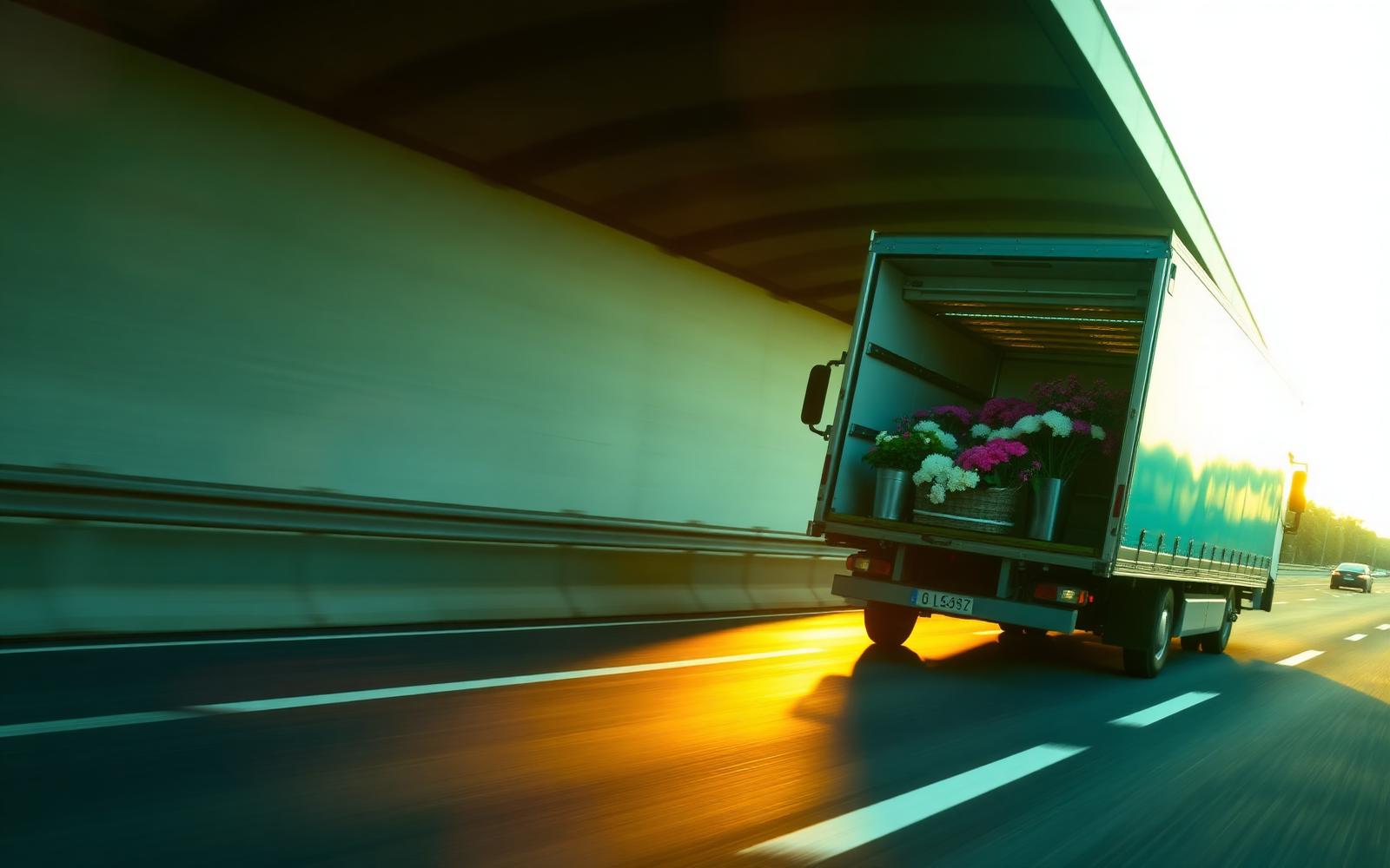 LogiFlora refrigerated truck delivering fresh flowers across Europe